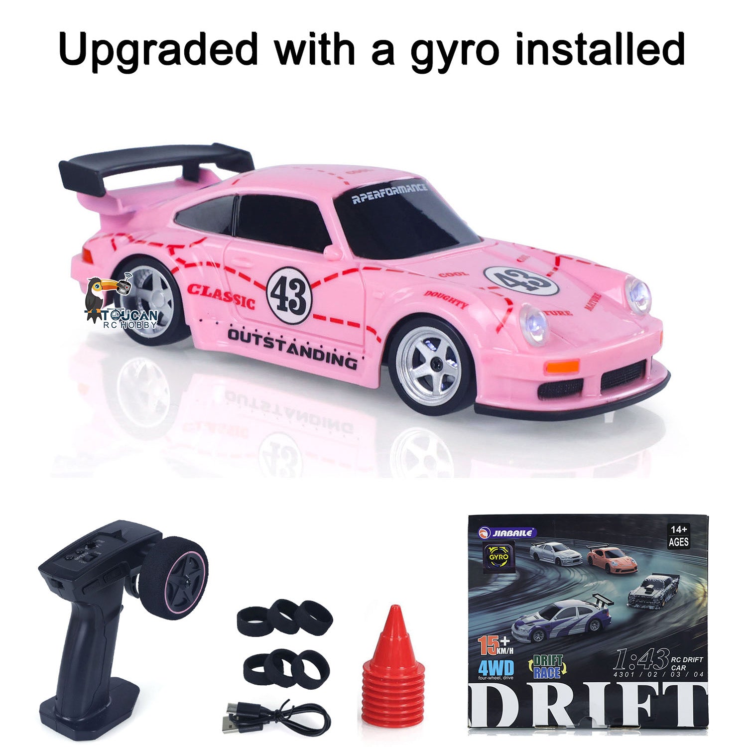 JIABAILE 993 2.4G Mini RC Drift Car 1/43 Racing Vehicle 4WD Ready