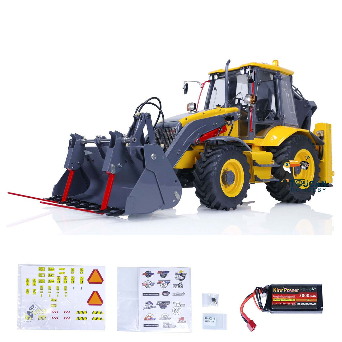 TOUCAN RC HOBBY 1/14 LESU RC Backhoe BL71 Loader Painted Metal Hydraulic 2 in 1 Electric Excavator W/ Light Sound System Receiver Motor Servo ESC