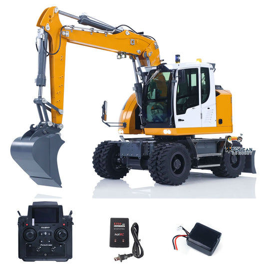 In Stock TOUCAN RC HOBBY CUT Model LR914 1/14 Metal RC Hydraulic Wheel Excavator RTR 7-Way Valve 4x4 Differential Lock Warning Light Sound Quick Release Coupler LCD Display for Digger Collectors