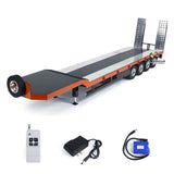 1:14 4-axle Metal Trailer for RC Tractor Car Trucks Electric Tailgate Legs Painted Assembled DIY Model Battery