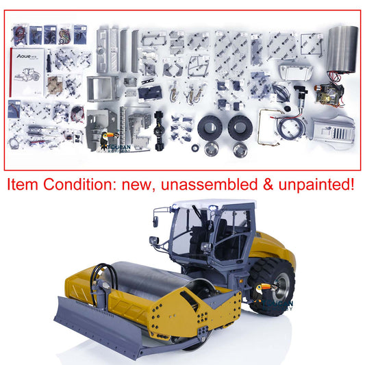 TOUCAN RC HOBBY LESU AOUE H13i 1/14 Metal Hydraulic RC Road Roller Front Shovel Towing Hook Differential Lock Rear Axles Sound Light System
