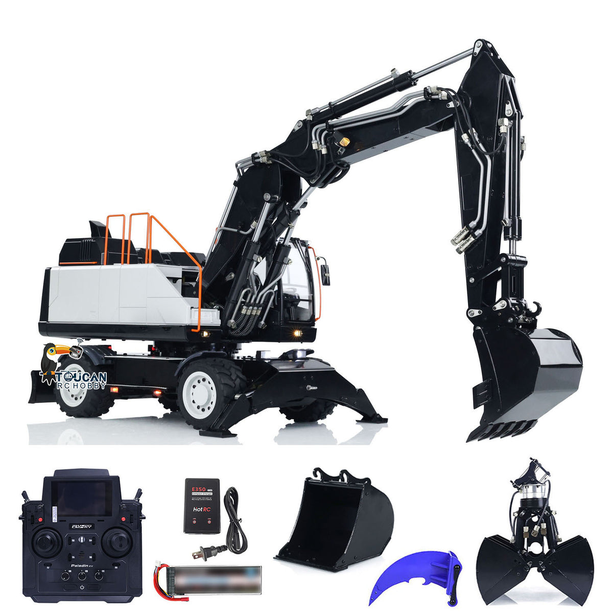 TOUCAN RC HOBBY MTM EC380 Metal 1/14 RC Hydraulic Excavator Radio Control Digger 8-way Reversing Valve for Model Enthusiasts