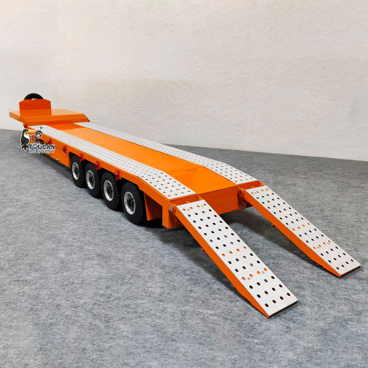 1:14 4-achs Metallanhänger für RC Traktor Auto LKW Elektrische Heckklappe Beine Lackiert Zusammengebaut DIY Modell Batterie