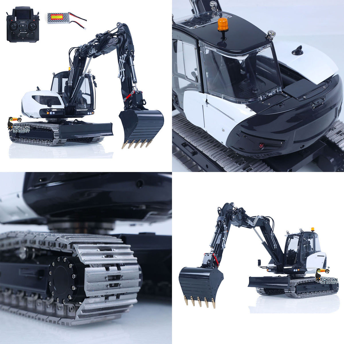 TOUCAN RC HOBBY PROMOTION LESU Metal 1/14 Hydraulic 4 Arms RC Excavator MC15 Remote Control Digger Model 15MC 9 Ways Valve Dual Pumps Quick Coupler