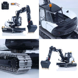 LESU Metal 1/14 Hydraulic 4 Arms RC Excavator MC15 Remote Control Digger Model 15MC 9 Ways Valve Dual Pumps Quick Coupler