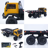1/18 Remote Control Flatbed Truck 6*6 Electric RC Off Road Vehicle Model Metal Chassis Gear Light System Flysky Radio No Sounds