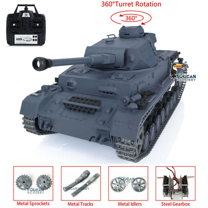 Henglong 1/16 TK7.0 Promotion German Panzer IV F2 3859 RTR RC Tank 360 Degrees Turret Smoke Infrared Combat BB Metal Barrel Tracks Sprockets Idlers Wheels