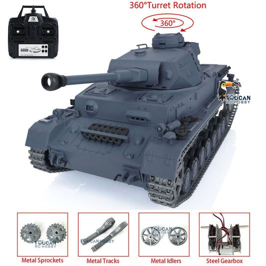 Henglong 1/16 TK7.0 Promotion German Panzer IV F2 3859 RTR RC Tank 360 Degrees Turret Smoke Infrared Combat BB Metal Barrel Tracks Sprockets Idlers Wheels