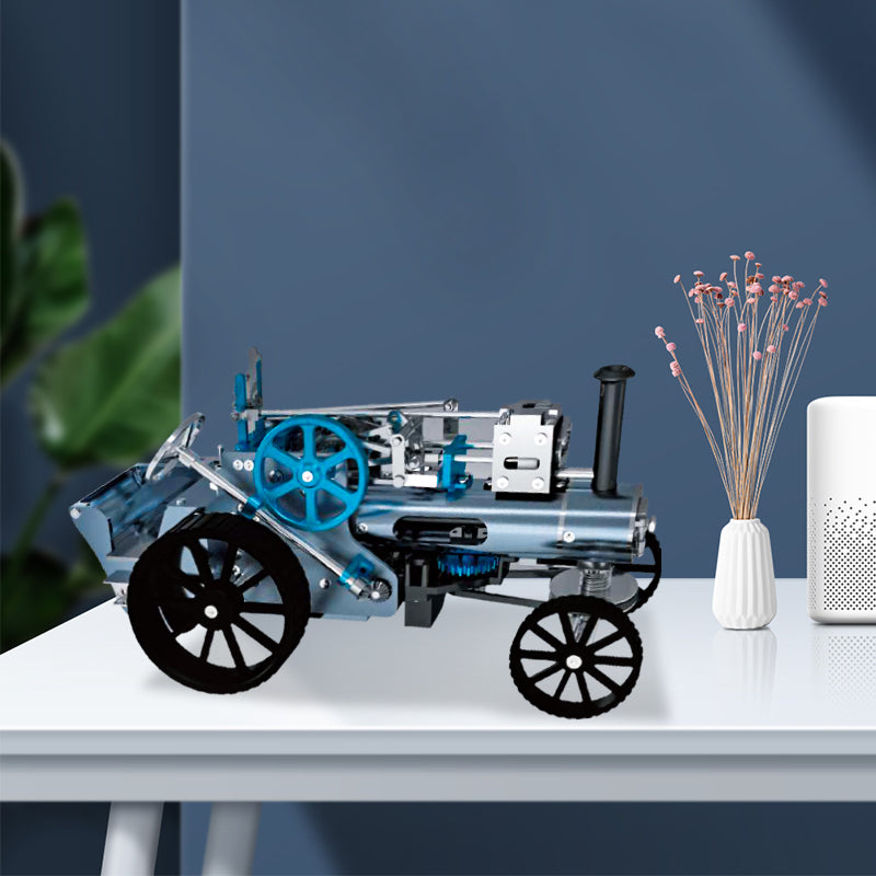 Edelstahl TECHING Simulation Elektrisches Dampfauto Display DIY Fahrzeuge Modellbausätze Dekoration Modeaccessoires