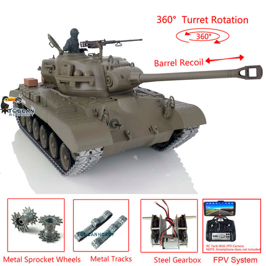 1/16 Maßstab TK7.0 Verbesserter Henglong M26 Pershing Betriebsbereiter ferngesteuerter Modellpanzer 3838 Laufrückstoß BB IR-Sound FPV
