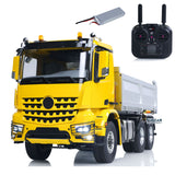 MD 6X6 Dumper Metal 1/14 Full Metal Chassis Hydraulic Tipper with 2-Speed Transmission and 6x6 Drive System Yellow Cab Silver Bucket Ready to Run