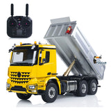MD 6X6 Dumper Metal 1/14 Full Metal Chassis Hydraulic Tipper with 6x6 Drive System and 2-Speed Transmission Yellow Cab Silver Bucket PNP No Battery
