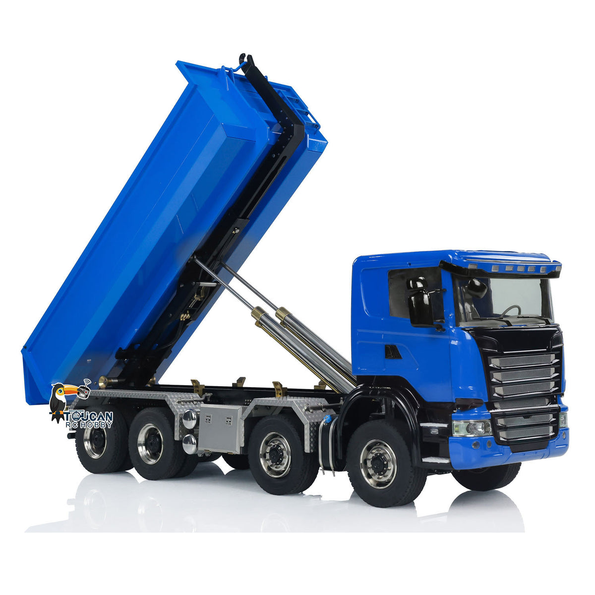 6. 1/14 RC Construction Truck 8x8 Hydraulic System TH-X G88 Blue Right Side View

