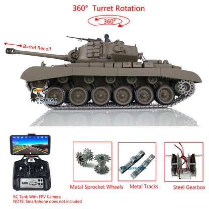 1/16 Maßstab TK7.0 Verbesserter Henglong M26 Pershing Betriebsbereiter ferngesteuerter Modellpanzer 3838 Laufrückstoß BB IR-Sound FPV
