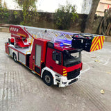 1/14 Remote Control Lift Ladder Fire Truck Electric RC Rescue Vehicle 4x4 Metal Chassis Flysky ST8 Radio Light System Sounds