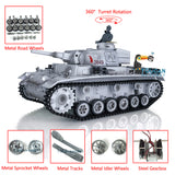 1/16 Scale TK7.0 Customized Version Henglong Panzer III H Ready To Run RC Model Tank 3849 Metal Tracks Wheels Smoke Sound BB IR
