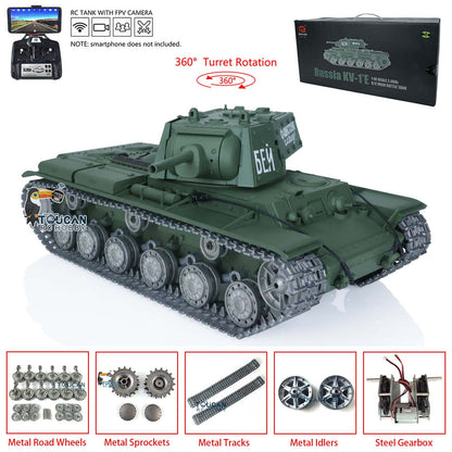 Heng Long TK7.0 1/16 T72 3939 Soviet Union KV-1 3878 RC Tank FPV 360 Degree Turret BB IR Metal Barrel Tracks Drive Idler Road Wheels