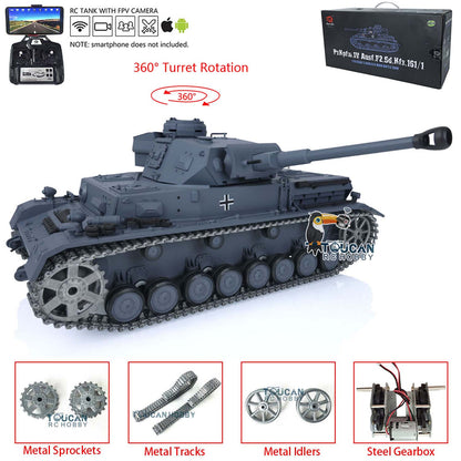 1/16 Maßstab TK7.0 Verbesserter Henglong Panzer IV F2 RTR RC FPV Modellpanzer 3859 360 Turmketten Kettenräder Leiträder Laufräder