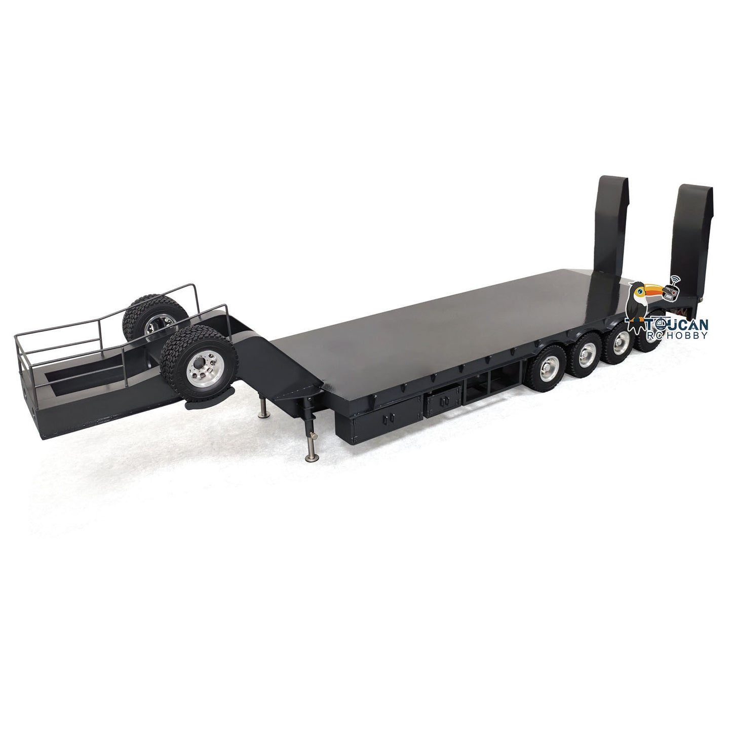 TOUCAN RC HOBBY Metal 4 Axles Trailer for 1/14 JDM 189 RC Tractor Truck with Electric Tailboard