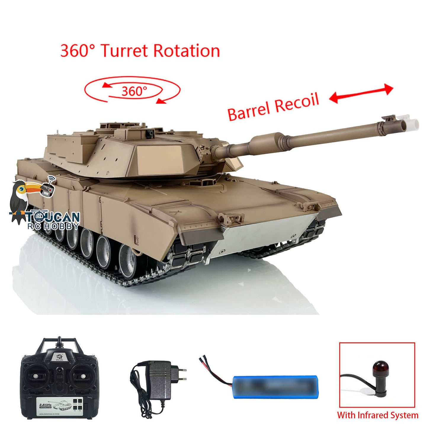 Umgerüsteter 2,4 GHz HengLong Factory USA Abrams Funkgesteuerter BB IR TK7.1 Panzer 3918 M1A2 Metallchassis Kunststoffrumpf
