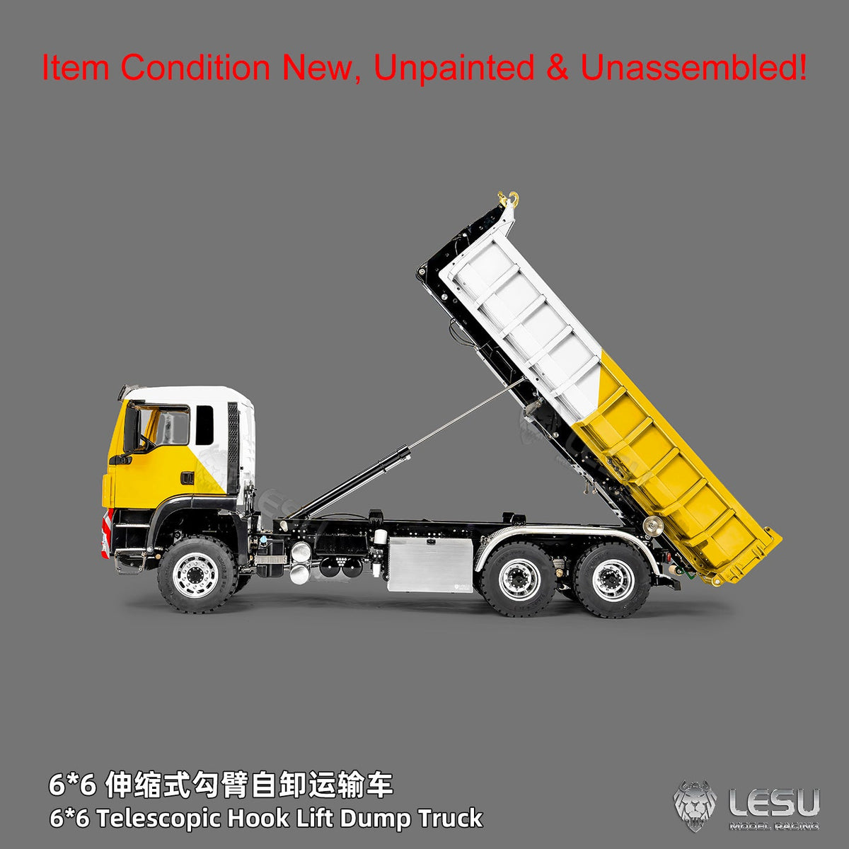 TOUCAN RC HOBBY LESU Z0094 1/14 Metal 6x6 RC Hydraulic Roll on off Dump Truck Telescopic Hooklift Transport Vehicle with 3Speed Transmission 5CH Valve Light Sound