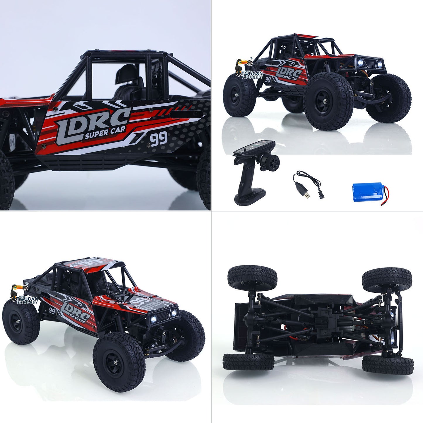 LDRC LD18499 1/18 2,4G RC Kletterauto 4*4 Ferngesteuertes Fahrzeug 280 Bürstenmotor ESC Ready to Go Batterie Servo USB Ladung