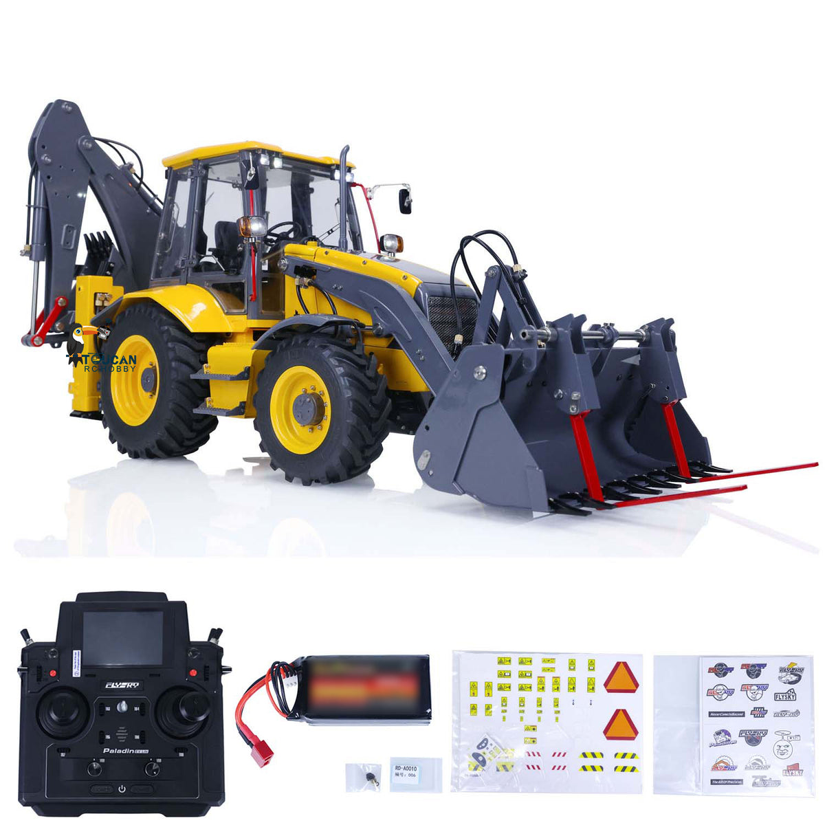 €150 OFF 11.11 BIG SALE LESU 1/14 Metal Hydraulic RC Backhoe Loader AOUE BL71 2 in 1 Electric Excavator