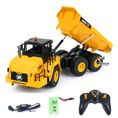 HUINA 1/16 Half Metal Electric Remote Control Dump Truck 553 RC Construction Vehicle Tipper Lights Sounds Effect RTR Model