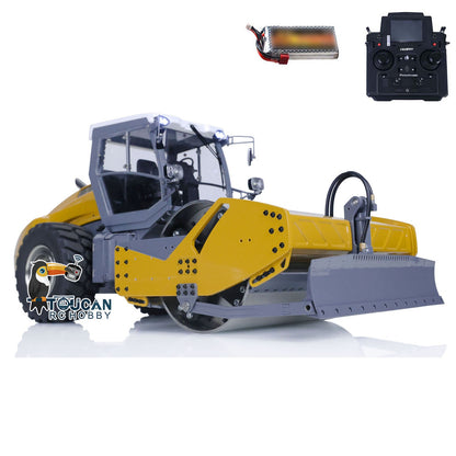 TOUCAN RC HOBBY LESU Aoue H13i 1/14 Metal Hydraulic RC Road Roller A0009 Lock Differential Axles Front Shovel Light Sound System for Backyard Fun