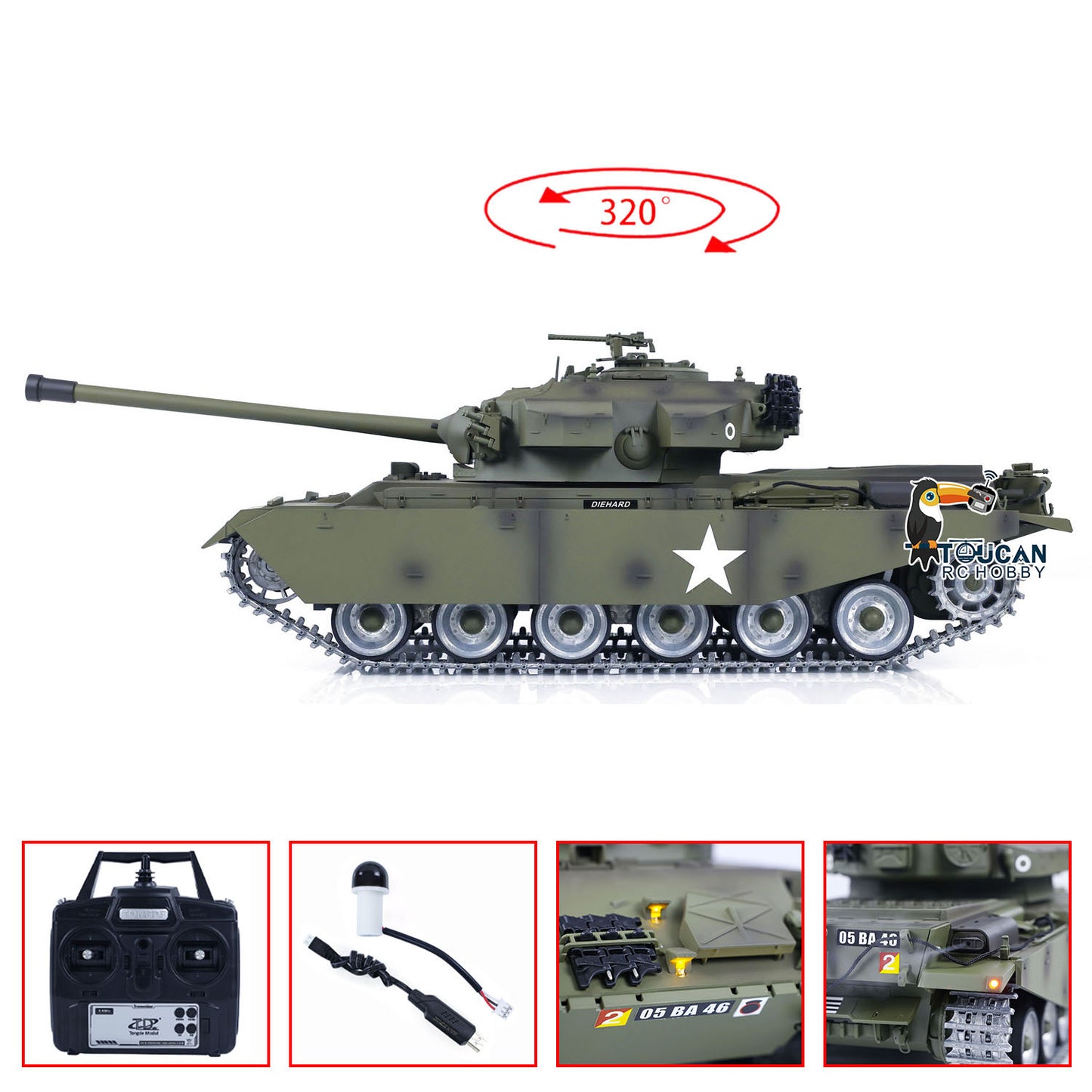 Tongde 1:16 RC Panzer Britischer Centurion MK5 BB und Infrarot-Kampfpanzer Metallketten Räder RTR-Modell Laufrückstoß