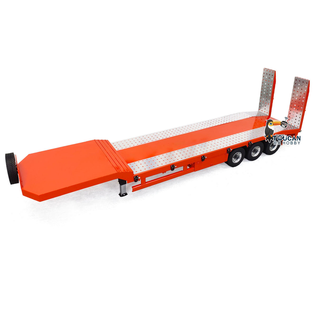 1/14 Metall-Sattelauflieger für RC-Traktor, Funksteuerung, Simulationsauto, elektrische Hebebeine, Heckklappe, DIY-Hobbymodelle