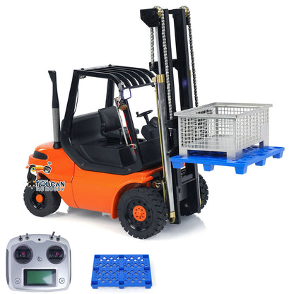Metall 1/14 RC Hydraulische Ausrüstung Radio Control Gabelstapler Rädern Transfer Auto Bau Fahrzeuge LED Licht Sound System PNP 