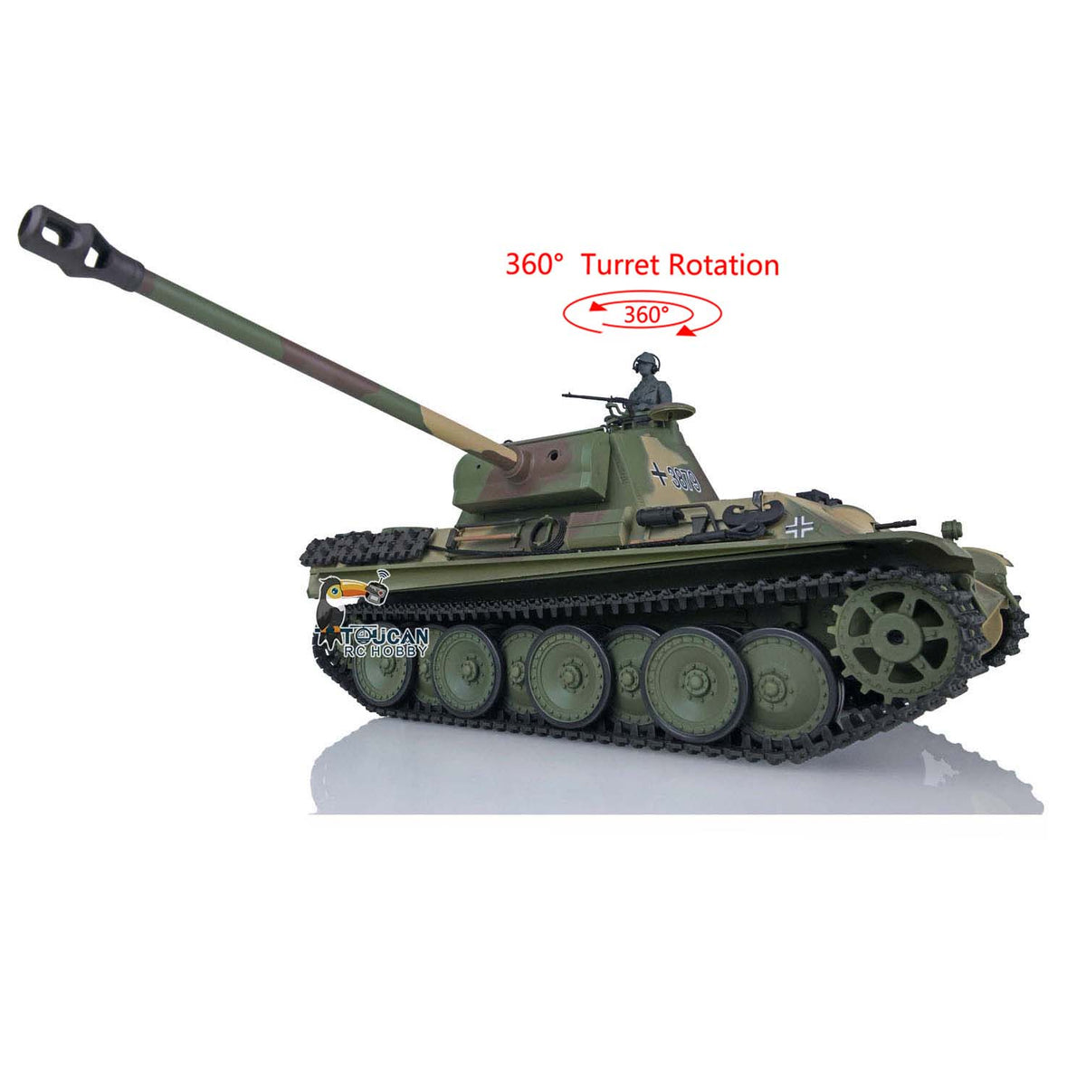 Henglong TK7.0 Deutscher Panther G aus Kunststoff im Maßstab 1/16, fahrbereit, ferngesteuerter Modellpanzer 3879 mit 360-Grad-Turmketten und Kettenrädern