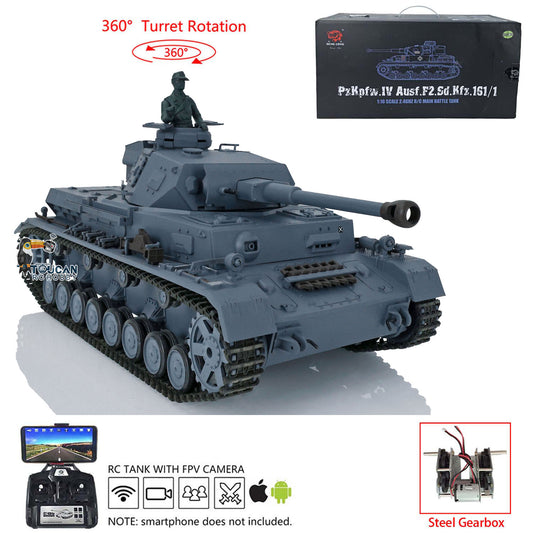 Henglong 1/16 Plastic TK7.0 3858/3859 German Panzer IV F2 F RTR RC Tank FPV Infrared Comkbat 360 Degrees Turret Smoke BB Steel Driving Gearbox Metal Barrel