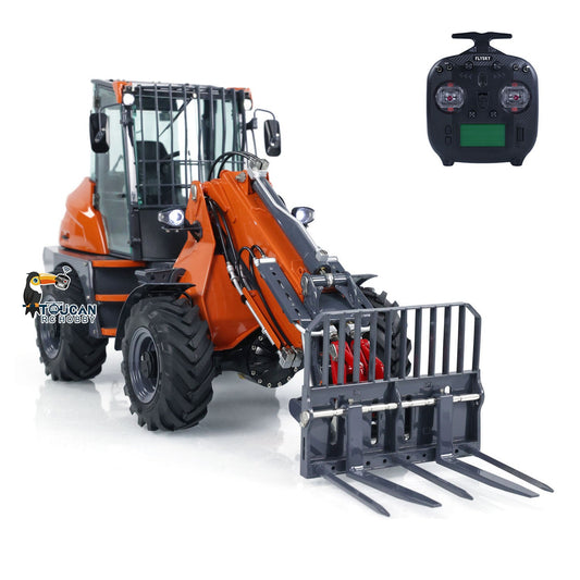 TOUCAN RC HOBBY LESU AOUE AT1050 1/14 Metal 4X4 RC Hydraulic Telescopic Arm Loader Sound Light System Fork Bucket for Construction Vehicle Enthusiast