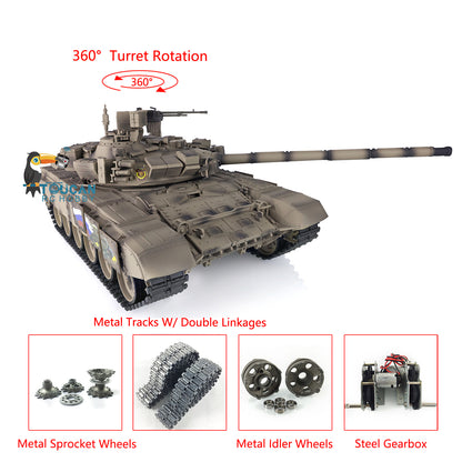Henglong 1/16 Maßstab TK7.0 Russischer T90 Ferngesteuerter Ready To Run Tank 3938 W/ 360 Turm Metallketten Kettenräder Leiträder