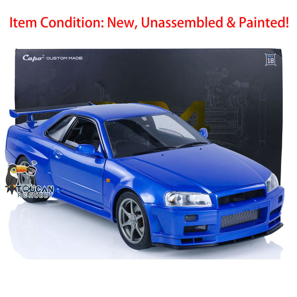 In Stock 1/8 Capo Remote Controlled Racing Car Metal Electric High-Speed Drift Vehicles GTR R34 Model KIT Parts W/ 2Speed Transmission