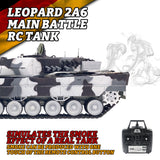 2.4G Henglong 1/16 7.0 Leopard2A6 RC Tank 3889 Metal Gearbox Suspension Bars BB IR Barrel Recoil Sound Smoking Light Battery