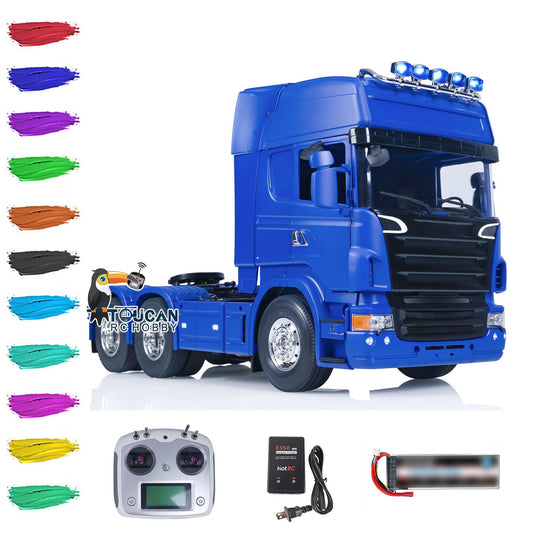1/14 6X4 RC Tractor Truck Pianted Assembled Remote Control Electric Equipment Toy Car Hobby Model Sound Light Optional Verison