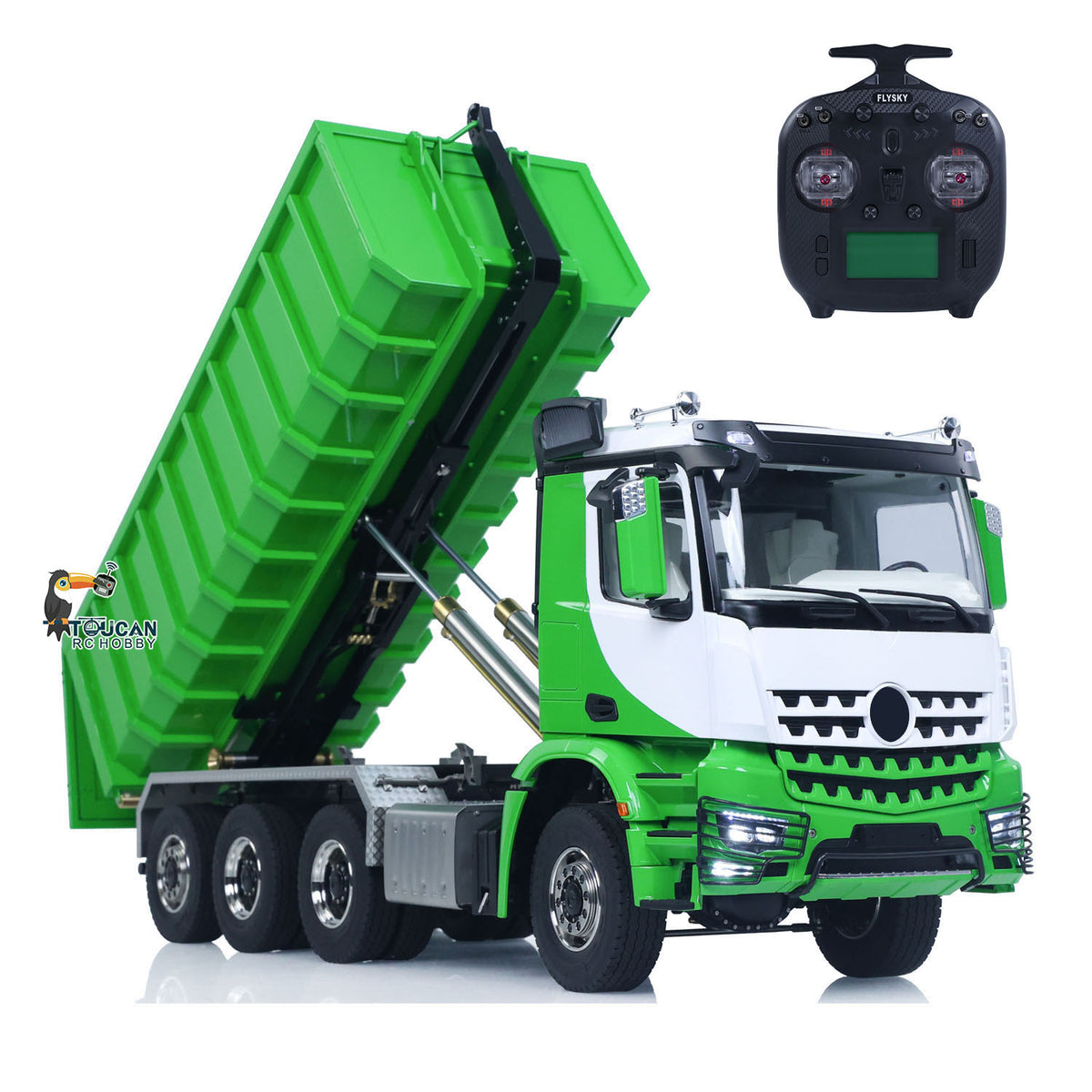TOUCAN RC HOBBY  G88 1/14 Metal 8x8 RC Hydraulic Roll on Roll off Dump Truck 3 Speed Transmission Differential Lock Rear Axle Steering for Modelers
