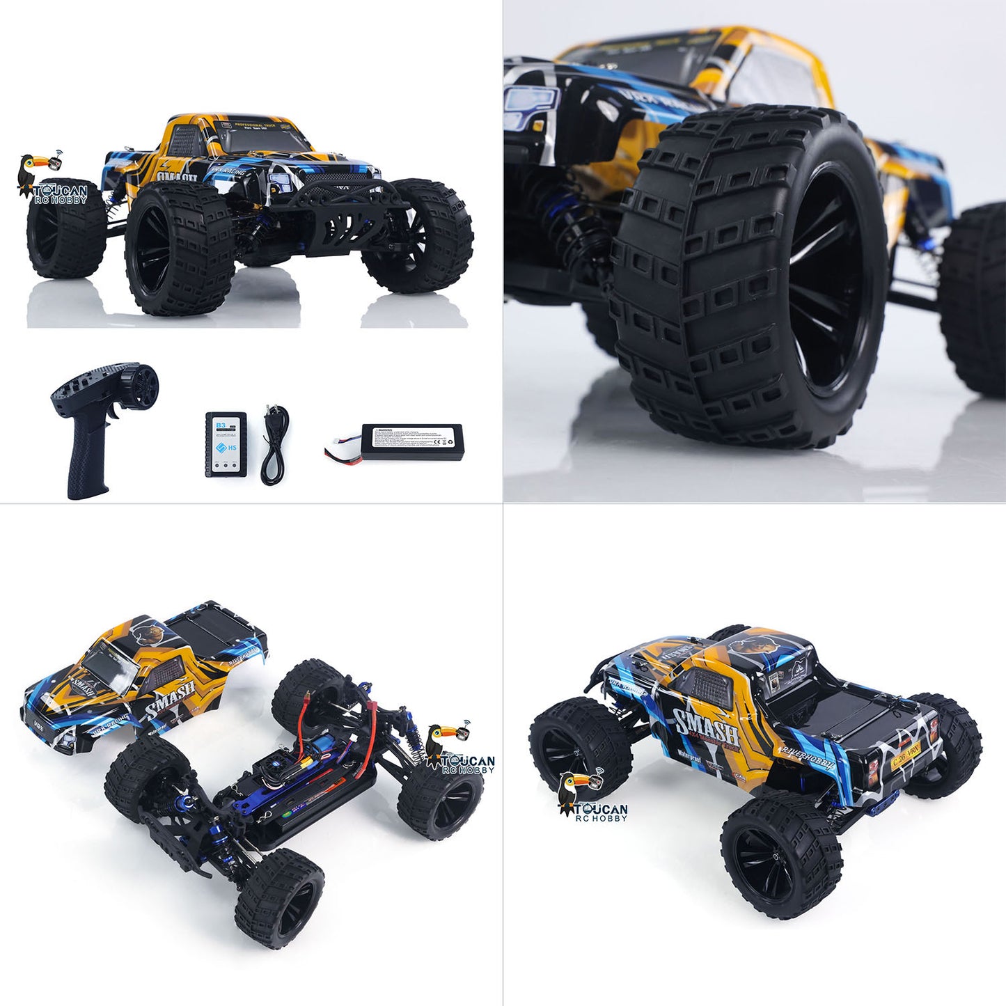 PVC-Schale VRX RH1066 1/10 Fernbedienung Off-Road-Auto RC Elektro Monster Truck 45A ESC 3650 Bürstenloser Motor Stoßdämpfer