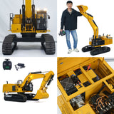 Metal Assembled Painted Hydraulic 1/8 390F RC Excavator Heavy Duty Construction Vehicles Hobby Models Light Sound System