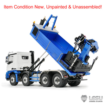 TOUCAN RC HOBBY  LESU 1/14 RC Hydraulic Roll On off Dumper Truck Crane Metal 8x8 Chassis Tipper Model Axle Lock 2+7CH Valve