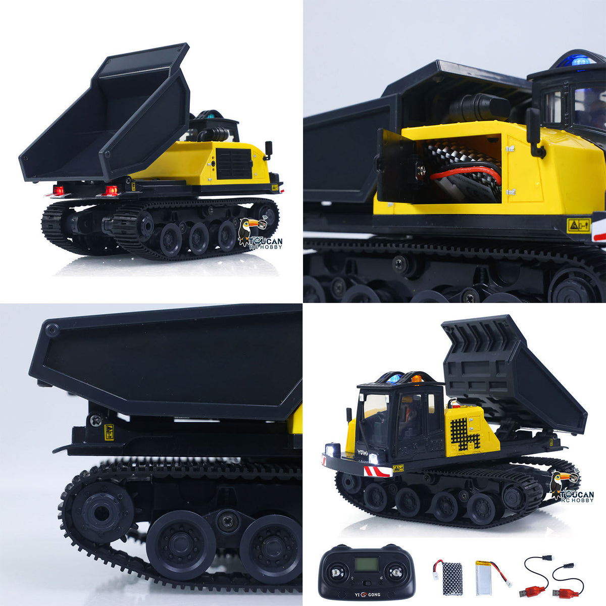 TOUCAN RC HOBBY Fast  Free Shipping 1/50 T14R Panther RTR Electric RC Crawler Dump Truck Construction Vehicle Tracked Tipper Finished Model Toys Lights Sounds Unit