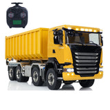 8x8 1/14 RC Hydraulic Dump Truck Metal Remote Control Roll-off Full Dumper Car 3-speed Transmission Differential Lock Axles