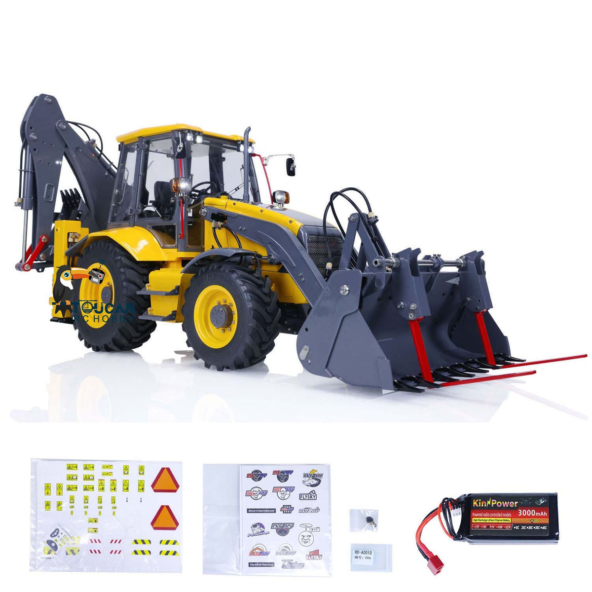 TOUCAN RC HOBBY 1/14 LESU RC Backhoe BL71 Loader Painted Metal Hydraulic 2 in 1 Electric Excavator W/ Light Sound System Receiver Motor Servo ESC