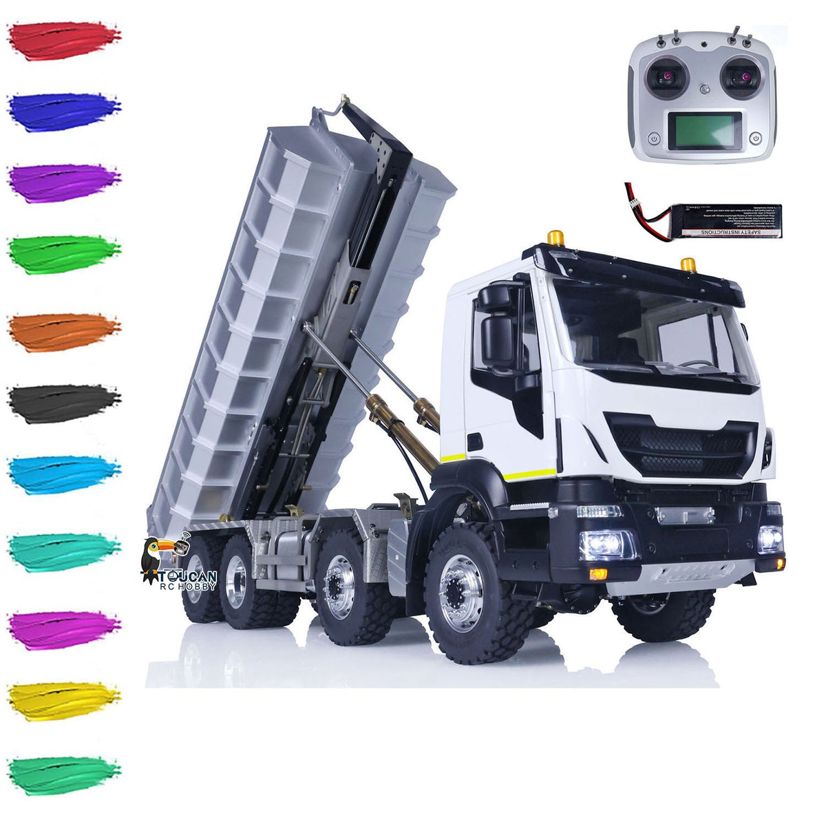 TOUCAN RC HOBBY LESU Metal 8x8 Hydraulic RC Dumper Truck 1/14 Ready To Run Remote Control Emulated Car Hobby Models Assembled Painted