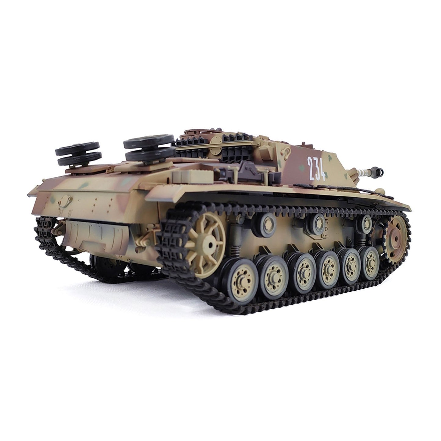 2.4G Henglong 1/16 7.0 Plastic German Stug III 3868 RTR RC Tank BB IR Steel Gearbox 1800MAH Battery Sound Lights Smoke Special Spray Painting Model