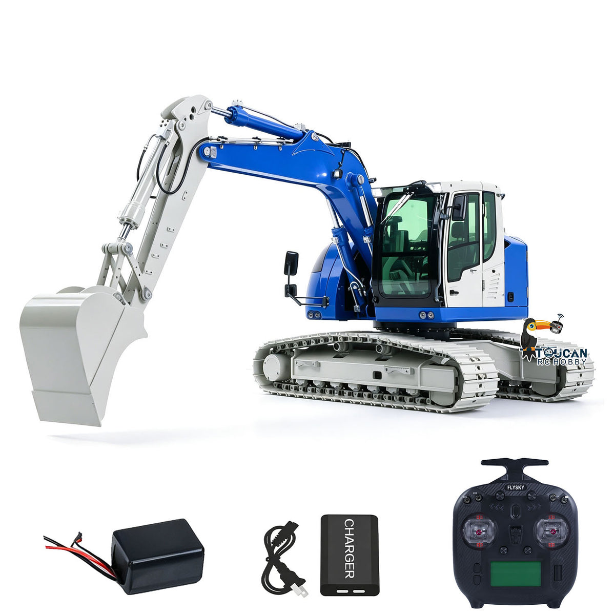 TOUCAN RC HOBBY 1/14 Metal 3CH 2Arms RC Hydraulic Tracked Excavator JDM-208 R920 Radio Control Digger Engineering Vehicle Light Battery Motor