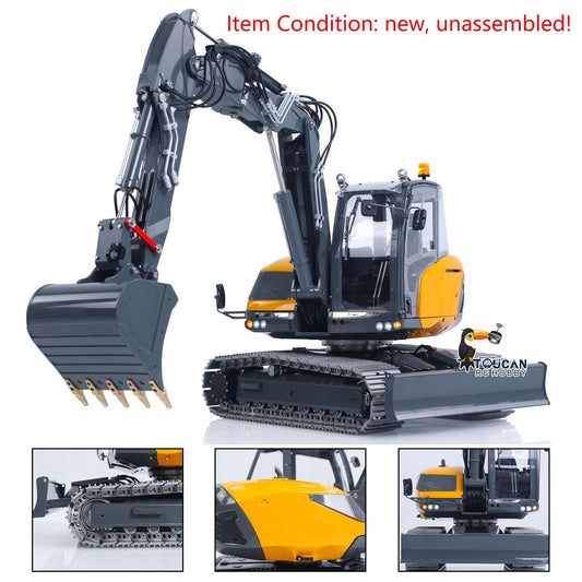 TOUCAN RC HOBBY LESU MC15 4 Arms Metal 1/14 Hydraulic Remote Control Excavator KIT Model RC Digger Dual Pumps 9 Ways Valve Light Sound Motor